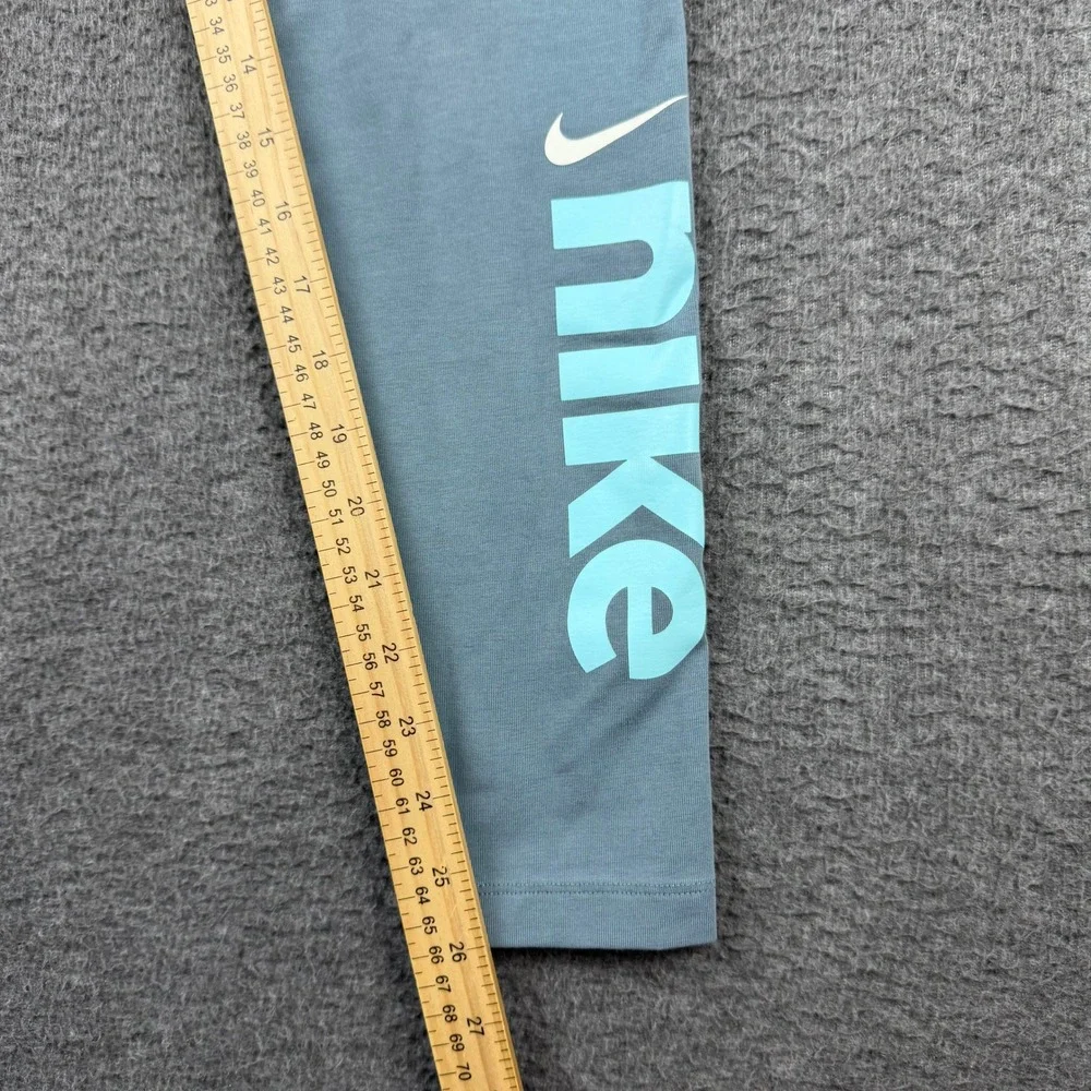 Nike Women's M Medium‎ Blue Gray Teal Graphic Logo Leggings Sportswear 429425